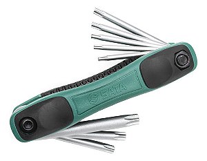 Jogo De Chave Torx Sata Aço Cromo Cr- V Tipo Canivete 8pc