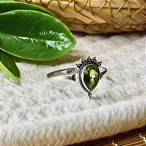 Anel Gota Peridoto - Prata 925