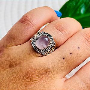 Anel Bali - Quartzo Rosa - Prata 925