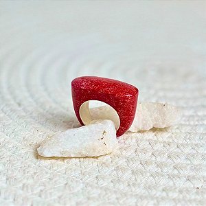 Anel Rubra Coral - Prata 925