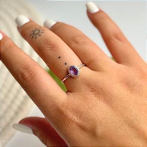 Anel Oval Ametista – Prata 925