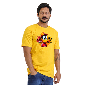 Camiseta básica gola redonda 100% algodão estampada
