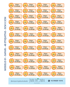 Etiqueta termocolante transfer DTF Têxtil para tecidos - Safari
