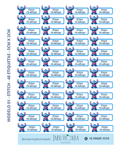 Etiqueta termocolante transfer DTF Têxtil para tecidos - Stitch