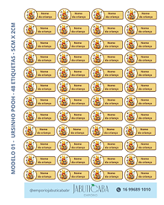 Etiqueta termocolante transfer DTF Têxtil para tecidos - Ursinho Pooh