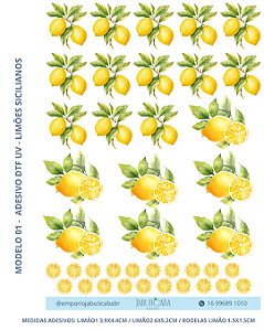 Adesivo DTF UV folha A4 - Limões Sicilianos