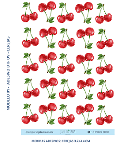 Adesivo DTF UV folha A4 - Cerejas