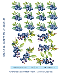 Adesivo DTF UV folha A4 - Mirtilos