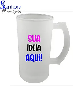 Caneca de Chopp Vidro Jateada Reta 475ml Personalizada