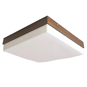 Luminária Plafon Madeira Franja Quadrado 20cm