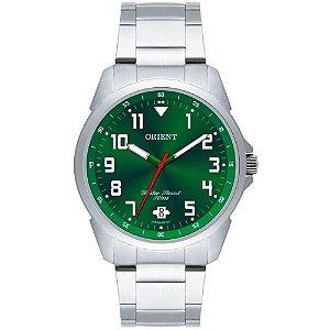 Relógio Pulso Orient Masculino Prateado Verde MBSS1154A E2SX