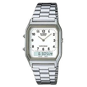 Relógio Casio Anadigi Vintage Branco Prata AQ-230A-7BMQ