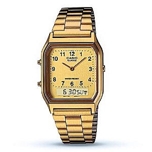 Relógio Feminino Anadigi Casio Vintage Dourado AQ-230GA-9BMQ