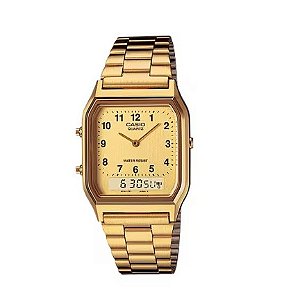 Relógio Feminino Anadigi Casio Vintage Dourado AQ-230GA-9BMQ