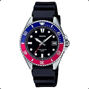 Relógio Prata Casio Duro Médio Sport Verm.Azul MDV-10-1A2VDF