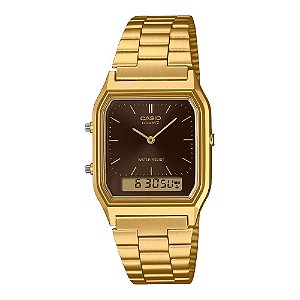 Relógio Feminino Anadigi Casio Vintage Dourado AQ-230GA-5AMQYDF