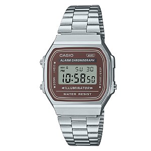 Relógio Casio Vintage Prateado Marrom Unissex A168WA5AYDF