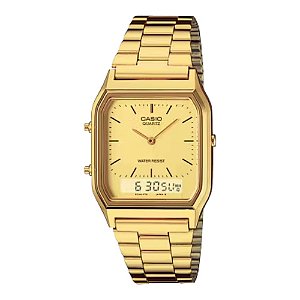 Relógio Feminino Anadigi Casio Vintage Dourado AQ-230GA-9DMQ