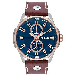 Relógio Orient Masculino Couro Prata MTSCM004 D1MB Analógico