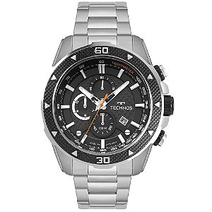 Relógio Technos Masculino Carbon Prateado Preto OS1ACB/1P