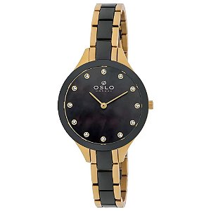 Relógio Oslo Feminino Douraxdo e Preto OFTSSS9T0074 P1KP