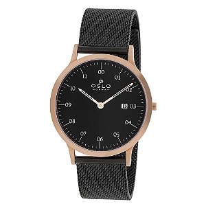 Relógio Oslo Masculino Slim Mesh Black Vidro Safira OMTSSS9U0019 P1PX