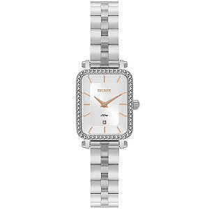Relógio Feminino Orient Mini Prata Quadrado com Pedras LBSS0089 S1SX