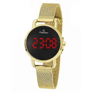 Relógio Feminino Champion Digital Dourado Com LED CH48199V