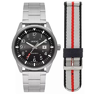 elógio Orient Solar MBSS1451 P2SX Prata Kit Troca Pulseira