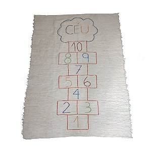 Tapete Infantil Amarelinha Bordado à Mão 1,5x2,0m