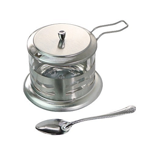 Açucareiro Em Vidro E Aço Inox Com Tampa E Colher – 200ml