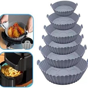 Kit 06 Formas Forros de Silicone Antiaderente para Air Fryer