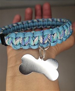 Kit Coleira Paracord Duo + Placa de Identificação Personalizada