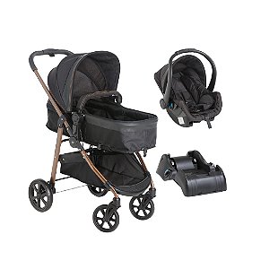CARRINHO MOISÉS 3 EM 1 EXTREME CARBON + BEBÊ CONFORTO COCOON + BASE - GALZERANO