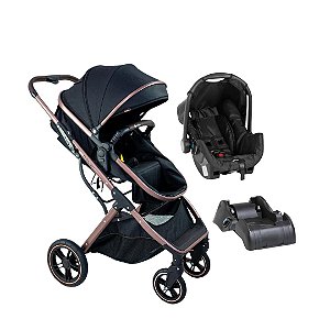 CARRINHO ZOE PRETO + BEBÊ CONFORTO GRID + BASE - GALZERANO