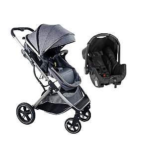 CARRINHO ZOE CINZA + BEBÊ CONFORTO GRID - GALZERANO