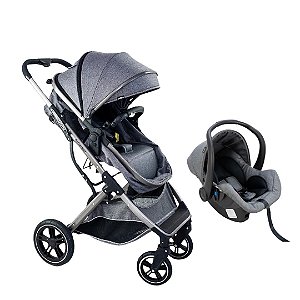 CARRINHO ZOE CINZA + BEBÊ CONFORTO COCOON ZOE - GALZERANO