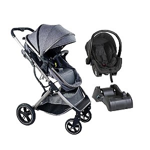 CARRINHO ZOE CINZA + BEBÊ CONFORTO COCOON ZOE + BASE - GALZERANO