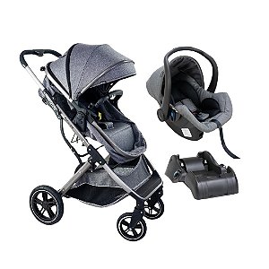 CARRINHO ZOE CINZA + BEBÊ CONFORTO COCOON ZOE + BASE - GALZERANO