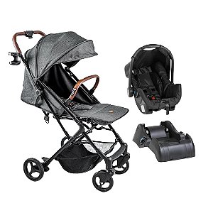 CARRINHO KIRA GRAFITE + BEBÊ CONFORTO GRID + BASE - GALZERANO