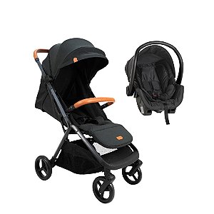 CARRINHO ALPE PRETO + BEBÊ CONFORTO COCOON PRETO- GALZERANO