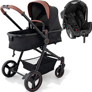 CARRINHO MOISÉS 3 EM 1 IVY BLACK + BEBÊ CONFORTO GRID - GALZERANO