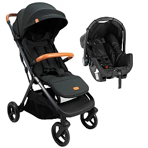 CARRINHO ALPE PRETO + BEBÊ CONFORTO GRID BLACK - GALZERANO