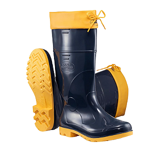 Bota PVC Azul e Amarela Com Amarração - Calfor Pampeana