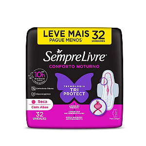 Absorvente Sempre Livre Adapt Plus Noite Dia Seca Com Abas 32 Unidades