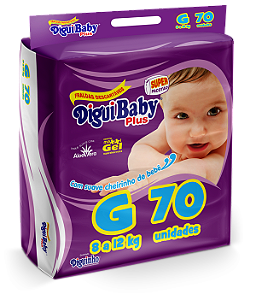 Fraldas Descartável Diguibaby Plus G Com 70 Unidades