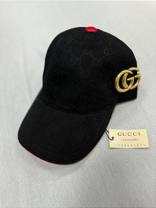 BONE GUCCI PRETO E VERMELHO