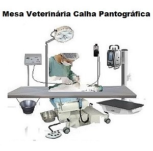 Mesa Veterinária Calha Pantográfica em Aço Inox 304