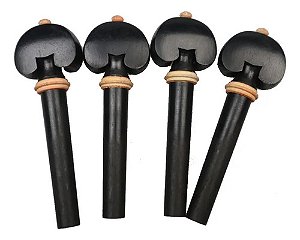 Kit 04 Cravelhas Violino 4/4 Ébano Premium Coração