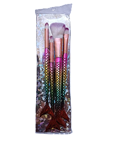 Kit 4 Pincéis Sereia De Maquiagem